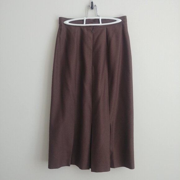 Vintage Henry White 100% wool made in Ireland brown midi skirt 12 pleated back - Picture 1 of 13